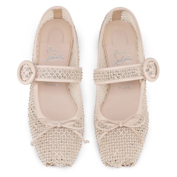 Christian Louboutin MAMASTRAPITINA Strass Crystal Mesh Ballerina Flats - Picture 4 of 16